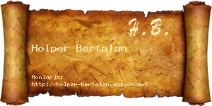 Holper Bertalan névjegykártya